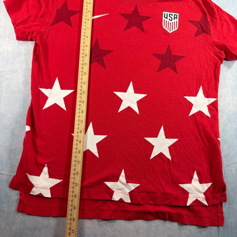 f Mens Small Red Excellent Star Pattern USWNT USMNT Tee